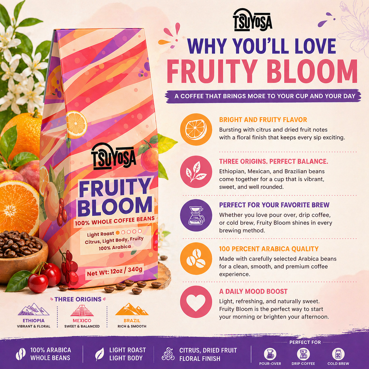Why you'll love Tsuyosa fruity bloom coffee beans