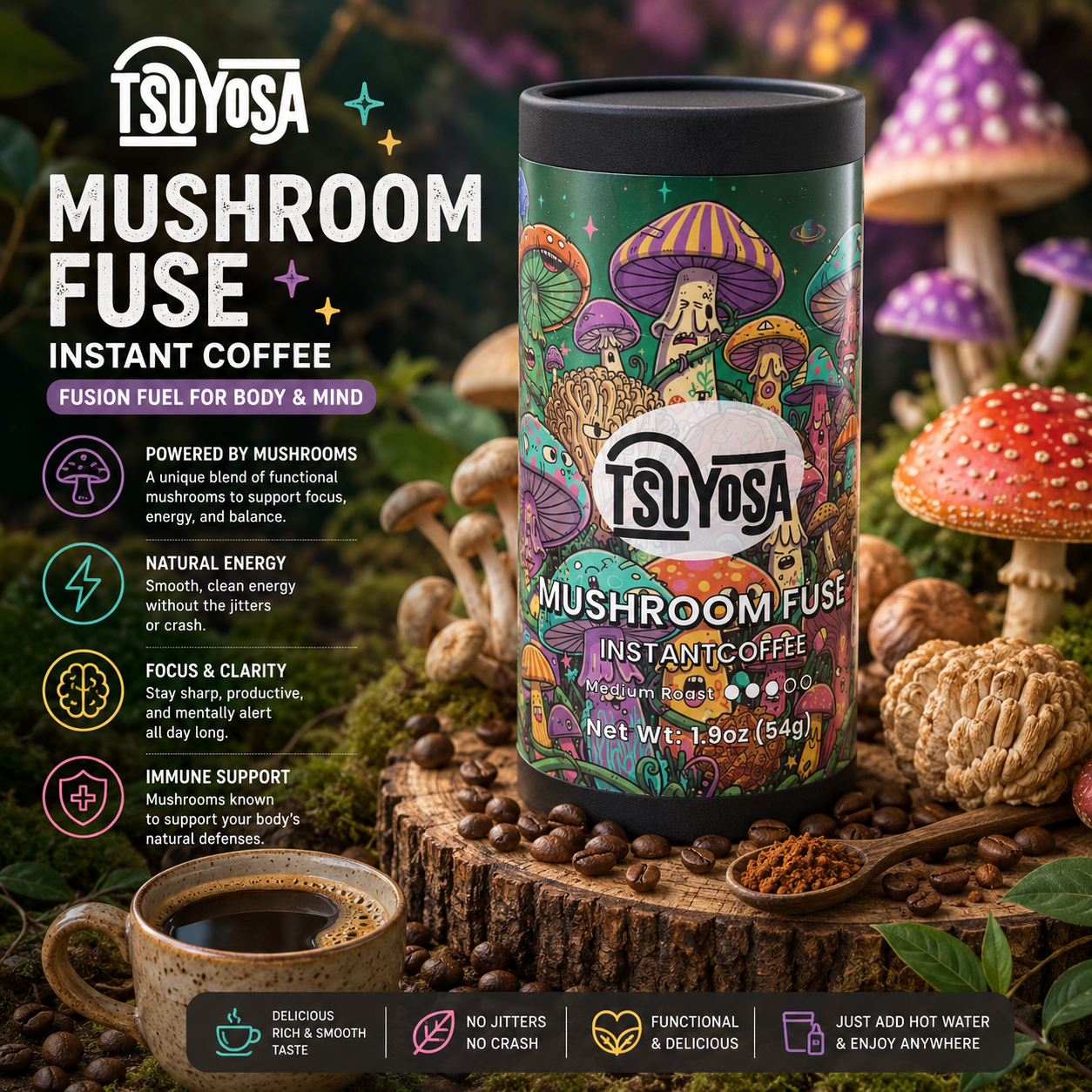 Mushroom Fuse Instant Coffee (Medium Roast)