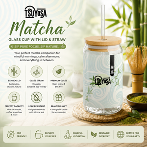 Tsuyosa Matcha Sipper Glass, 16oz