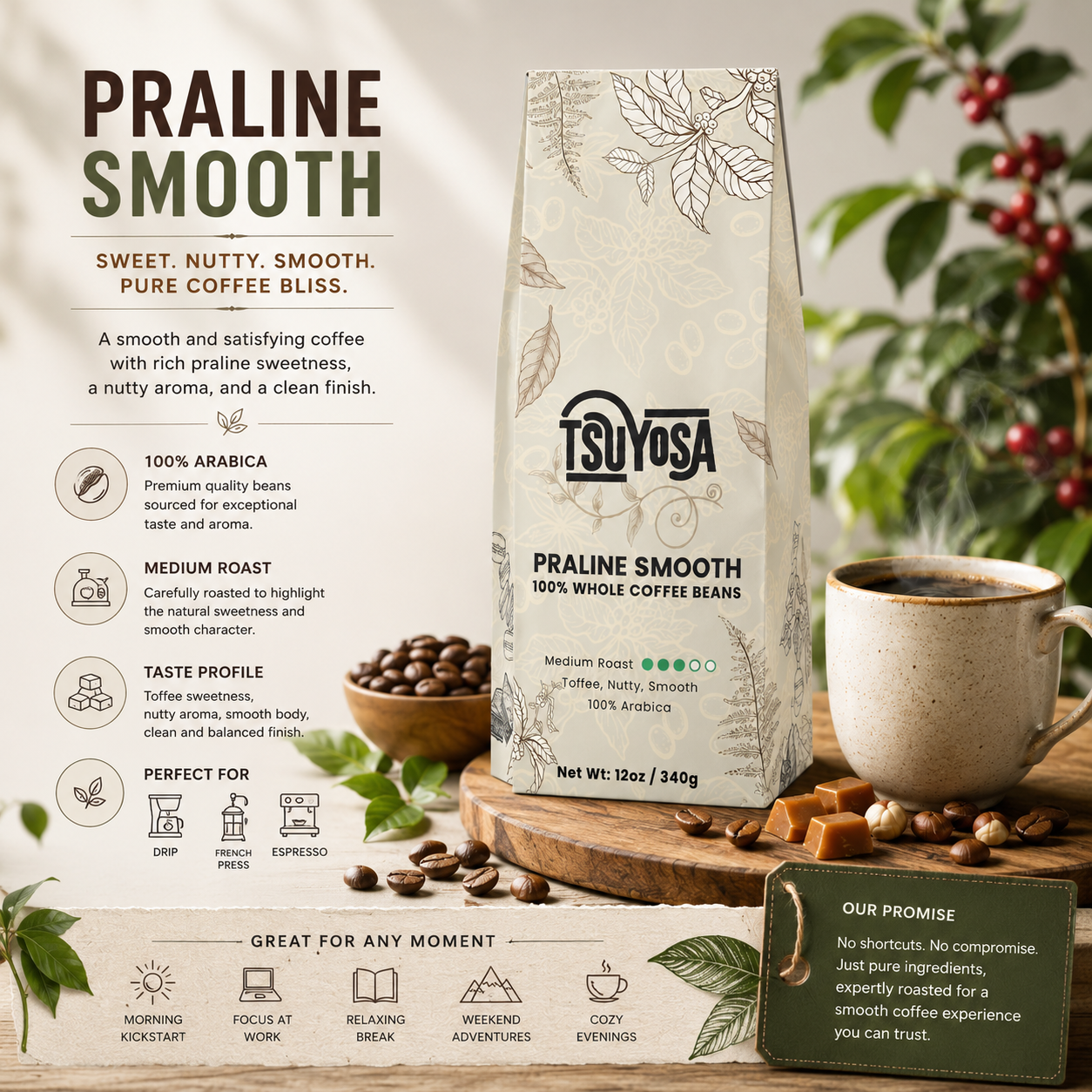 Praline Smooth Coffee (Medium Roast)